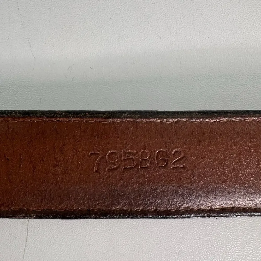 Vintage USA Brown Leather Belt Solid Brass Buckle (38) Flaws